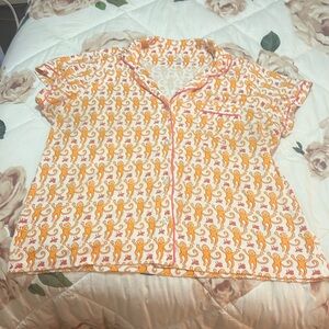 Women’s roller rabbit pajamas size XL color is orange and pink